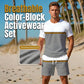 🔥Zomeraanbieding: 50% korting👕 Zomerse sportoutfit voor heren met kleurblokken🏖️