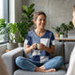 Chique T-shirt met denimprint, V-hals en korte mouwen voor dames