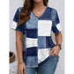Chique T-shirt met denimprint, V-hals en korte mouwen voor dames