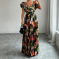 Dames Retro Bloemenprint Geplooide Maxi-jurk