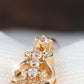 Vintage ring met hol patroon en ovale strass