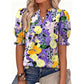 Dames zomerse top met bloemenprint en pofmouwen