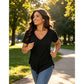 Dames casual V-hals T-shirt met korte mouwen