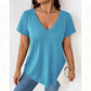 Dames casual V-hals T-shirt met korte mouwen
