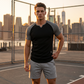 Heren sport-T-shirt met V-notch en raglanmouwen