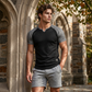 Heren sport-T-shirt met V-notch en raglanmouwen