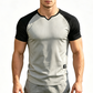 Heren sport-T-shirt met V-notch en raglanmouwen