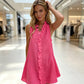 Dames minijurk met ruches en knoopsluiting