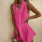 Dames minijurk met ruches en knoopsluiting