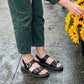 Dames platte zomersandalen met dubbele gesp