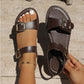 Dames platte zomersandalen met dubbele gesp