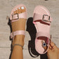 Dames platte zomersandalen met dubbele gesp