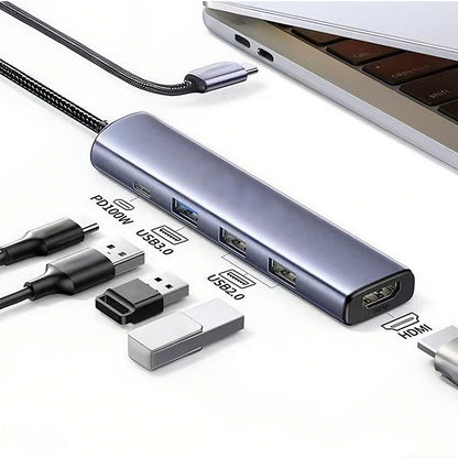 Draagbare 5-in-1 USB-C Hub met 4K HDMI-uitgang