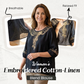 Dames Geborduurd Katoen-Linnen Blouse