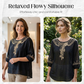 Dames Geborduurd Katoen-Linnen Blouse
