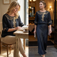 Dames Geborduurd Katoen-Linnen Blouse