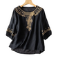 Dames Geborduurd Katoen-Linnen Blouse