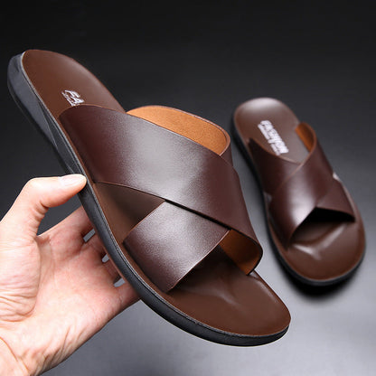 📢📢50% KORTING!! ⏰ NIEUWE HEREN STRANDSANDALEN IN ECHT LEER™👞🌞