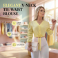 Elegante Damesblouse met V-hals en Strikceintuur