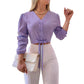Elegante Damesblouse met V-hals en Strikceintuur