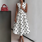 Dames Polka Dot Mouwloze V-hals Jurk