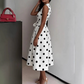 Dames Polka Dot Mouwloze V-hals Jurk