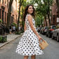 Dames Polka Dot Mouwloze V-hals Jurk