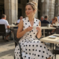 Dames Polka Dot Mouwloze V-hals Jurk