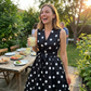Dames Polka Dot Mouwloze V-hals Jurk