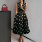 Dames Polka Dot Mouwloze V-hals Jurk