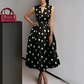 Dames Polka Dot Mouwloze V-hals Jurk