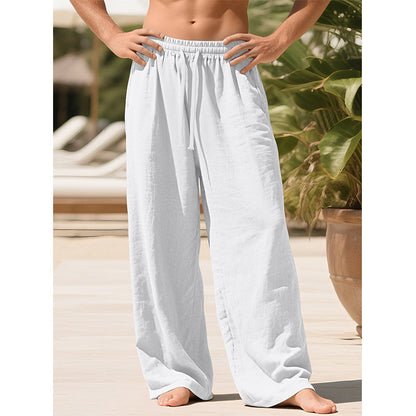 Heren Katoen Linnen Casual Broek Losse Pasvorm