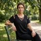 Dames Chic Kruis-Kruis V-Hals T-Shirt