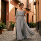 Dames Elegante Cold Shoulder Vloeiende Maxi Jurk