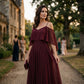 Dames Elegante Cold Shoulder Vloeiende Maxi Jurk