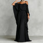 Dames Elegante Cold Shoulder Vloeiende Maxi Jurk