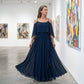 Dames Elegante Cold Shoulder Vloeiende Maxi Jurk