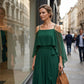 Dames Elegante Cold Shoulder Vloeiende Maxi Jurk