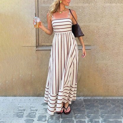 Dames Gestreepte Cami Maxi Jurk