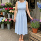 Dames Retro Ballonmouw Effen Kleur Split Off-Shoulder Jurk