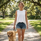 Dames Mouwloze Kanten Rand Tanktop