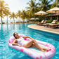 Inflatable Pool Float Hammock with Mesh Center