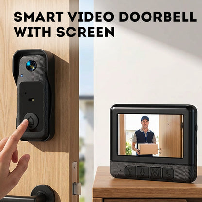 📹 50% KORTING NU! 🏆Draadloze Slimme Video Deurbel met Beeldscherm – 1080P HD & tweeweg audio – Bewegingsdetectie, nachtzicht & eenvoudige installatie – perfect voor thuisbeveiliging 🔔📱✨