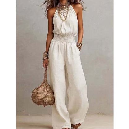 Dames Elegante Rugloze Halter Jumpsuit