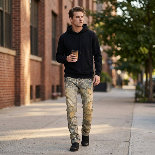 Heren Slim Fit Gescheurde Denim Jeans