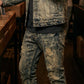 Heren Slim Fit Gescheurde Denim Jeans