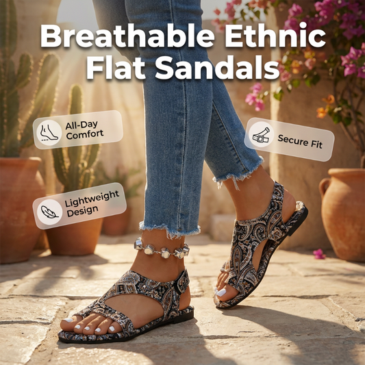 Dames Etnische Platte Slide Sandalen