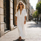 Dames Minimalistisch Effen Kleur Maxi Jurk