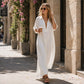 Dames Minimalistisch Effen Kleur Maxi Jurk