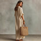 Dames Minimalistisch Effen Kleur Maxi Jurk